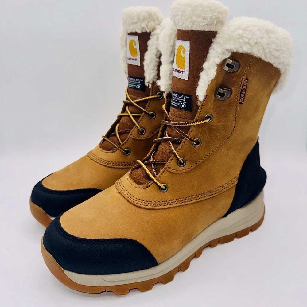 Carhartt Pellston Boots Women's Size 8.5 Gold Waterproof Leather‎ Shearling